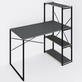 Eportatif Kitaplıklı Çalışma Masası Bilgisayar Ofis Masası Füme 1423 - 5