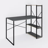 Eportatif Kitaplıklı Çalışma Masası Bilgisayar Ofis Masası Füme 1423 - 4