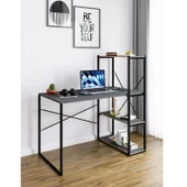 Eportatif Kitaplıklı Çalışma Masası Bilgisayar Ofis Masası Füme 1423 - 1