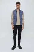 İndigo Mavi Dik Yaka Kapitone Casual Şişme Yelek 1009225153 - 1