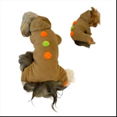 Trio Flower Brown Köpek Tulumu Köpek Kıyafeti - 7