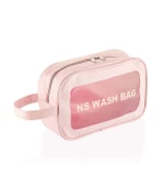 Şeffaf Seyahat Makyaj Organizeri Kozmetik Çantası - Açık Pembe Medium - 1