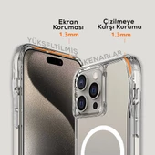 iPhone 15 Pro Kapak Magsafe Şarj SGS Military Sertifikalı Şeffaf Redclick İncek Kapak thumbnail 6