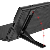 Galaxy S24 Ultra Kılıf Kamera Korumalı Karbon Tasarım Redclick Droga Standlı Kartlıklı Kapaklı Kılıf thumbnail 2