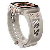 Apple Watch 42mm KRD-117 Hava Alabilen Delikli Metal Süslemeli Desenli Silikon Kordon - 5