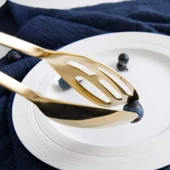 Valkyrie Paslanmaz Çelik Makas Maşa Servis Maşası Büfe Barbekü Tatlı Et Ekmek Kek Sebze Maşası Altın - 5