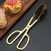 Valkyrie Paslanmaz Çelik Makas Maşa Servis Maşası Büfe Barbekü Tatlı Et Ekmek Kek Sebze Maşası Altın - 1