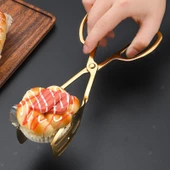 Valkyrie Paslanmaz Çelik Makas Maşa Servis Maşası Büfe Barbekü Tatlı Et Ekmek Kek Sebze Maşası Altın - 4