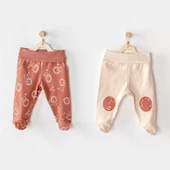 Andywawa AC23455 Bebek Patikli Pantolon 2 Pcs Footed Pants Mix - 2
