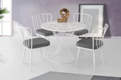 Modern Mermer Desen Yuvarlak Mutfak Masası ve 4 Adet Sandalye - 2