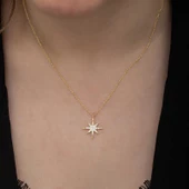 Gümüş Gold Kutup Yıldızı Kadın Kolye thumbnail 5