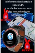 Bunnys Apple iPhone 11 Pro Max Uyumlu Akıllı Saat Erkekler İçin Konuşma Özellikli Metal Kordon Hediyeli - 3