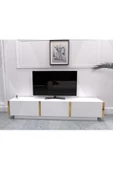 DECOMECH Dolce Tv Sehpası Kapaklı Tv-unitesi 180 Cm Beyaz-gold thumbnail 1