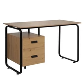 Retro 2 Çekmeceli Metal Ayaklı Çalışma Masası-Ceviz/Siyah 120x76x60 cm - 1