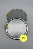 2'li Japon Güllü Yuvarlak Gümüş Çay ve Kahve Sunum Tepsisi, Dekoratif Servis Tepsisi 22cm - 1