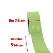 Fotolümen Gece Parlayan 7.5 cm Yeşil Reflektörlü Fosforlu Reflektif Düz Şerit Bant 5 Mt İkaz Bandı thumbnail 2