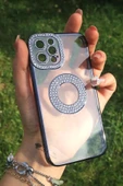 Apple İphone 13 Pro Kılıf Kamera Korumalı Taş Süslemeli Arkası Şeffaf Redclick Asya Kapak - 1