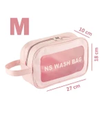 Şeffaf Seyahat Makyaj Organizeri Kozmetik Çantası - Açık Pembe - 7