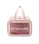 Şeffaf Seyahat Makyaj Organizeri Kozmetik Çantası - Açık Pembe - 12
