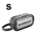 Şeffaf Seyahat Makyaj Organizeri Kozmetik Çantası 3'lü Set - Siyah - 2