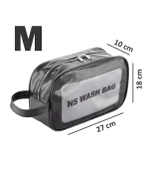 Şeffaf Seyahat Makyaj Organizeri Kozmetik Çantası - Siyah Medium - 5