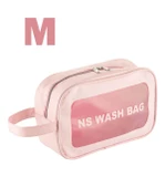 Şeffaf Seyahat Makyaj Organizeri Kozmetik Çantası - Açık Pembe - 5