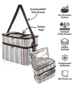 Kamp Piknik Termal Soğutucu Yalıtımlı Buzluk Termos Çanta - 960 Çizgi Desenli - 5