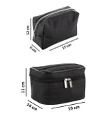 Seyahat Makyaj Organizeri Çok Fonksiyonlu Kozmetik Çantası Kumaş - 2'li Set Siyah - 6