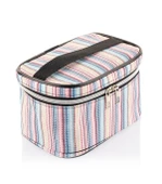 Seyahat Makyaj Organizeri Çok Fonksiyonlu Kozmetik Çantası Kumaş - 2'li Set Çizgi Desenli - 3