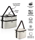 Kamp Piknik Termal Soğutucu Yalıtımlı Buzluk Termos Çanta 2’li Set - 960 Krem - 1