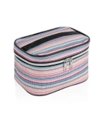 Captain Seyahat Makyaj Organizeri Çok Fonksiyonlu Kozmetik Çantası Kumaş - 200 Çizgi Desenli - 1