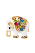Renkli Taşlarla Süslenmiş Zarif Fil Broş thumbnail 1