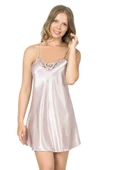 Shopidik  Pudra Kısa Saten Gecelik - 1