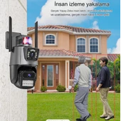 8MP 4K IP Kamera Açık WiFi PTZ Çift Lens Çift Ekran Otomatik İzleme Su Geçirmez Güvenlik Kamera - 3