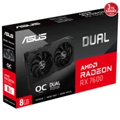 Asus Radeon RX 7600 DUAL-RX7600-O8G-V2 8GB GDDR6 128bit OC Ekran Kartı - 8