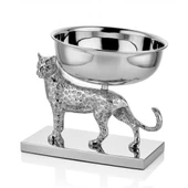 LAMEDORE JAGGER PARLAK GÜMÜŞ JAGUAR FİGÜRLÜ DEKORATİF KASE 26X18X19 CM - 1