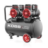 KOBB KBK50S2 4.0HP 50Lt 8Bar Çift Motorlu Yağsız Sessiz Taşınabilir Hava Kompresörü - 1
