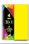 3+1 Ayraçlı Defter 4 Konulu 100 Yaprak 1 Adet 3 Kareli 1 Çizgili Spralli Plastik Kapak Seperatörlü - 7