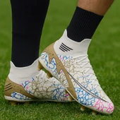 La Liga Erkek 565 Bilekli Çoraplı Krampon Beyaz Altın Futbol Ayakkabısı thumbnail 2