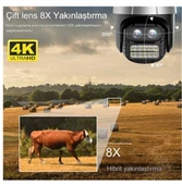 Çift Lensli İcsee Xmeye Yazılımlı Polis Çakar Işıklı 8X Zoomlu PTZ Kamera - 7