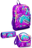 Coral High Kids Pembe Mor Voleybol Desenli 3'lü Okul Çanta Seti SET0123761 thumbnail 1