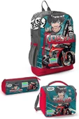 Coral High Kids Gri Nefti Anime Motorsiklet Desenli 3'lü Okul Çanta Seti SET0123764 thumbnail 1