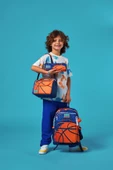 Coral High Kids Turuncu Lacivert Basketbol Desenli 3'lü Okul Çanta Seti SET0123766 thumbnail 2