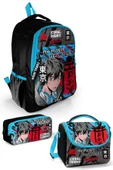 Coral High Kids Siyah Mavi Anime Desenli 3'lü Okul Çanta Seti SET0123666 thumbnail 1
