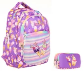 Kaukko Simli Nakışlı Dondurma Mor Okul Sırt Çantası ve Kalemlik Seti - Kız Çocuk thumbnail 1