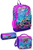 Coral High Kids Pembe Mor Kaplumbağa Desenli 3'lü Okul Çanta Seti SET0123756 thumbnail 1