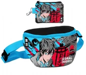 Coral High Erkek Çocuk Siyah Mavi Anime Desenli Bel Çantası ve Bozuk Para Cüzdanı Set - 1