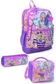 Coral High Kids Pembe Mor Fashion Girl Desenli 3'lü Okul Çanta Seti SET0123755 thumbnail 1