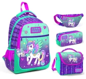 Coral High Yeşil Mor Pegasus Üçlü Okul Çantası ve Bel Çantası Seti - Kız Çocuk thumbnail 1