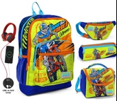 Coral High Sarı Mavi Motorsiklet USB Soketli Okul Çanta Seti ve Bel Çantası - Erkek Çocuk thumbnail 1